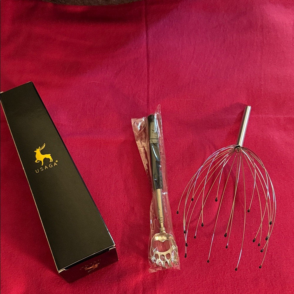 Silver Scalp Massager & Extendable Back Scratcher